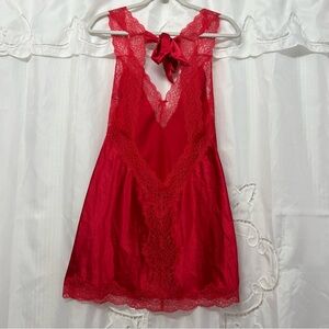Victoria's Secret Red Babydoll Lace Chemise Lingerie Nightgown Nightie M